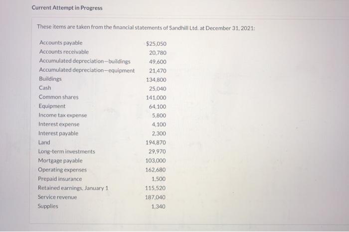  Current Attempt in Progress These items are taken from the financial