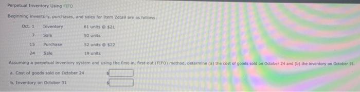  Perpetual Inventory Using FIFO Beginning inventory. purchases, and sales for Item