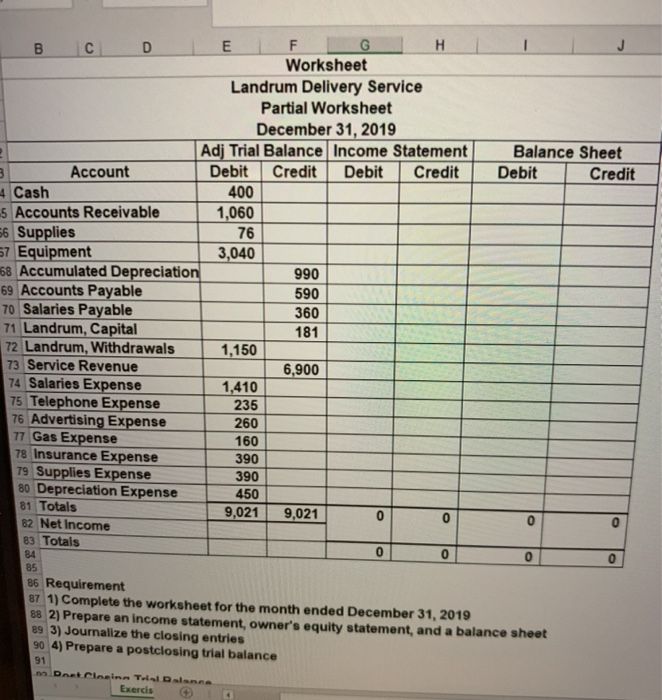  3 B D E J F H Worksheet Landrum Delivery Service