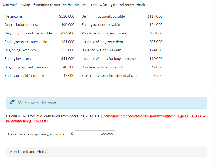 Use the following information to perform the calculations below (using the