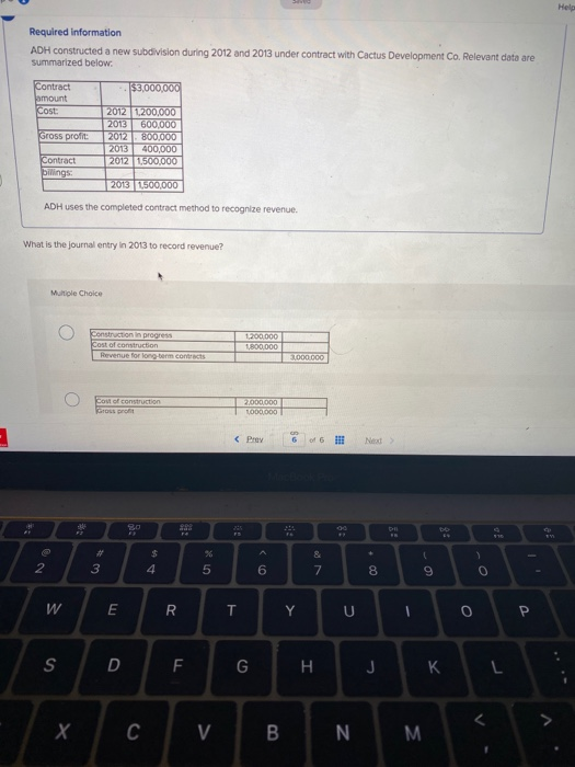 Contract Jamount Cost: Gross profit: 2012 1,200,000 2013 600,000 2012 800,000 2013