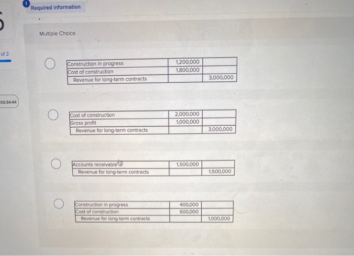 400,000 2012 1,500,000 Contract billings: 2013 1,500,000 ADH uses the completed contract