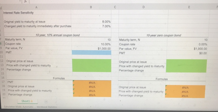 each of the following bonds at a yield to maturity of 8%.