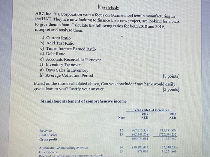  I Case Study ABC Inc. is a Corporation with a focus