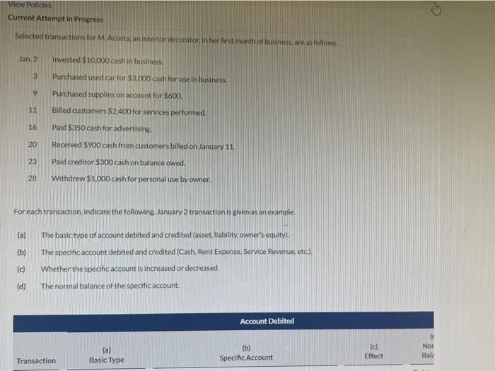 pre 2 chp 2 View Police Current Attempt in Progress Selected transactions