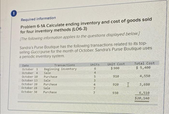 please help me answer parts 1-4 on this question Required information Problem
