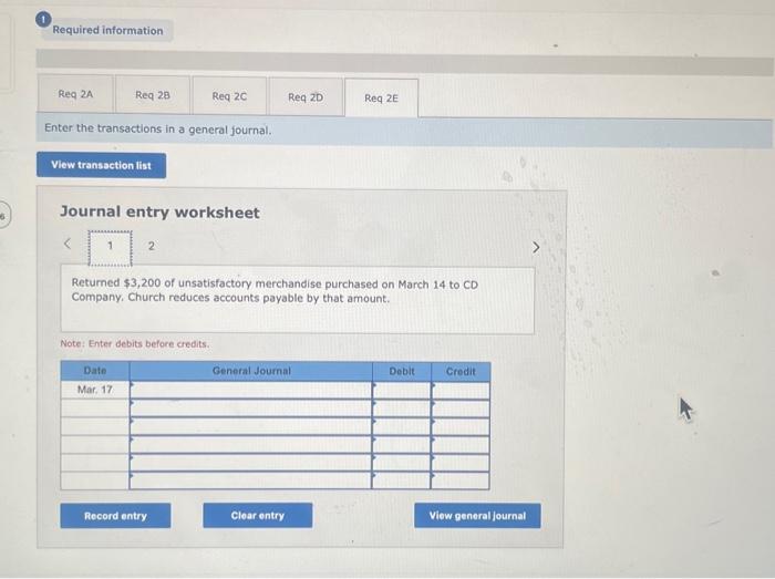 its crecit sales are 2/10,n/30 ) Mar. 1 Purchased $33,000 of merchandise