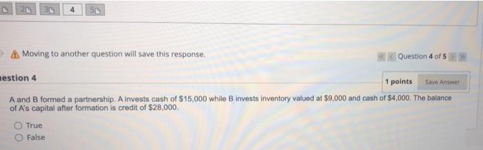 5 Question 4 1 points Save Answer A and B formed a