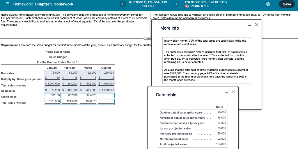 E Homework: Chapter 9 Homework Question 2, P9-65A (sim... Part 1