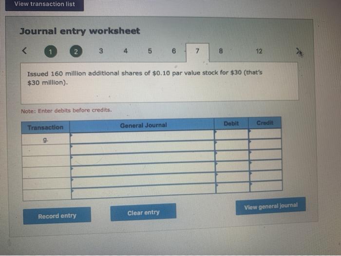 View general Journal Record entry Clear entry Journal entry worksheet 2 3