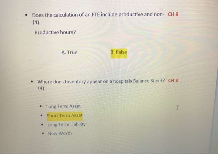 please help Does the calculation of an FTE include productive and non-