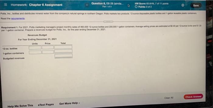  Save Pro 3 3 Homework: Chapter 6 Assignment Question 0, E6-26