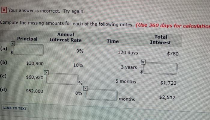  x Your answer is incorrect. Try again. Compute the missing amounts