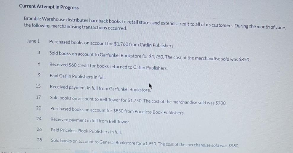  Current Attempt in Progress Bramble Warehouse distributes hardback books to retail