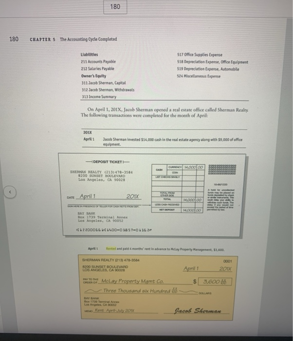 balance trial for the first one sherman realty college accounting book page