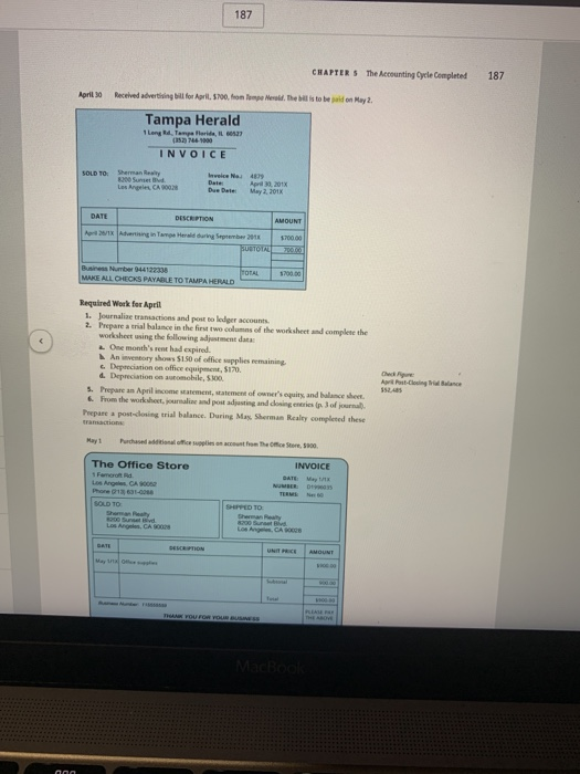 First, look at the chart of accounts for Sherman Realty Sherman Realty