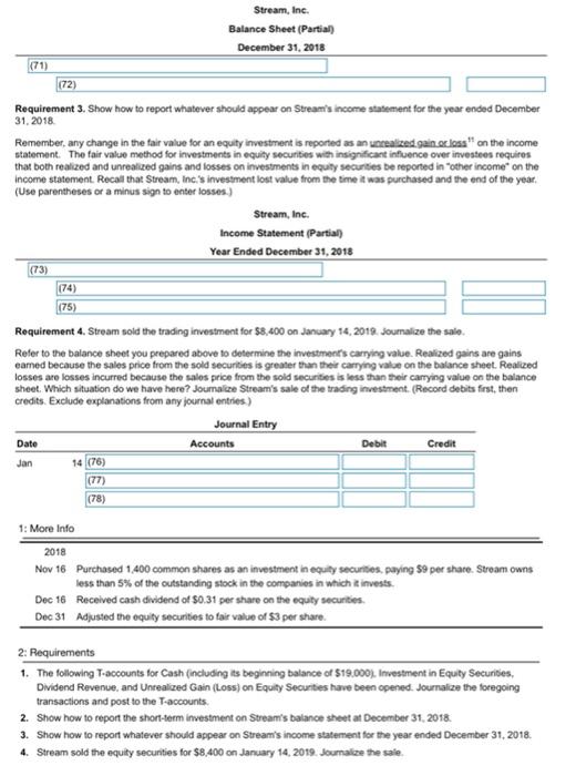 equity securities transactions) Read the requirements? Equity securities are investments in capital