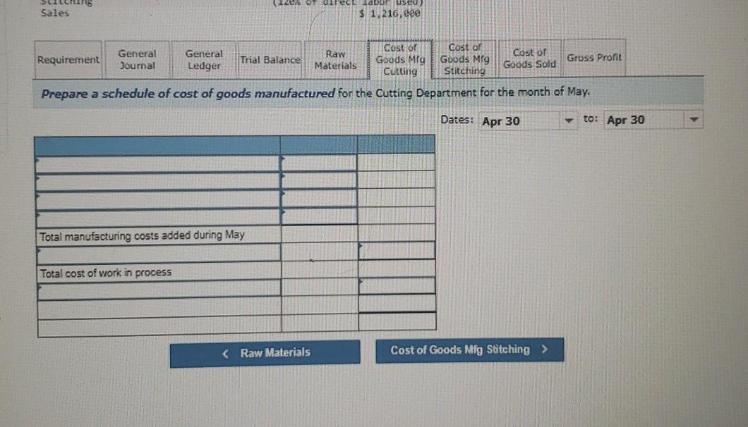 The following additional Information describes the company's production activities for May. Direct