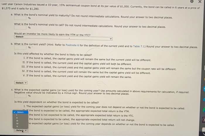 it sells for $1,280. a. What is the bond's nominal yield to