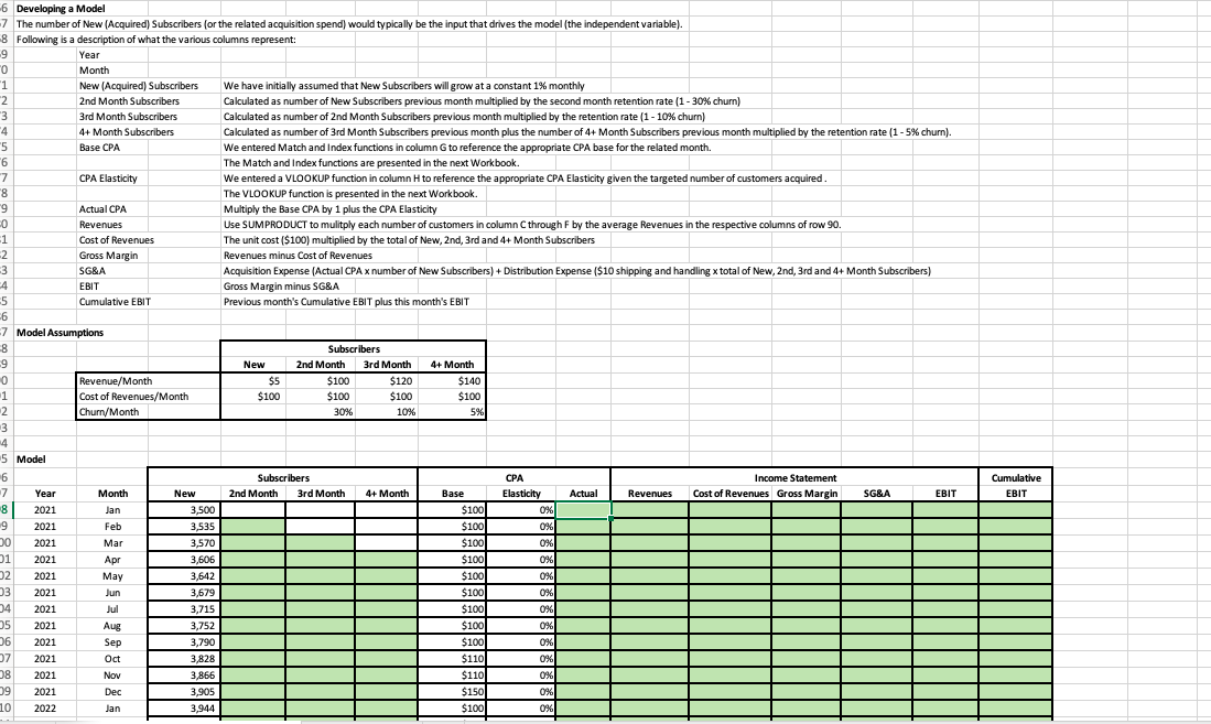 Subscribers -6 Developing a Model 7 The number of New (Acquired)