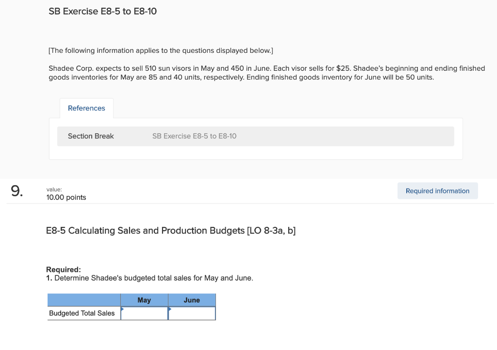  SB Exercise E8-5 to E8-10 [The following information applies to the