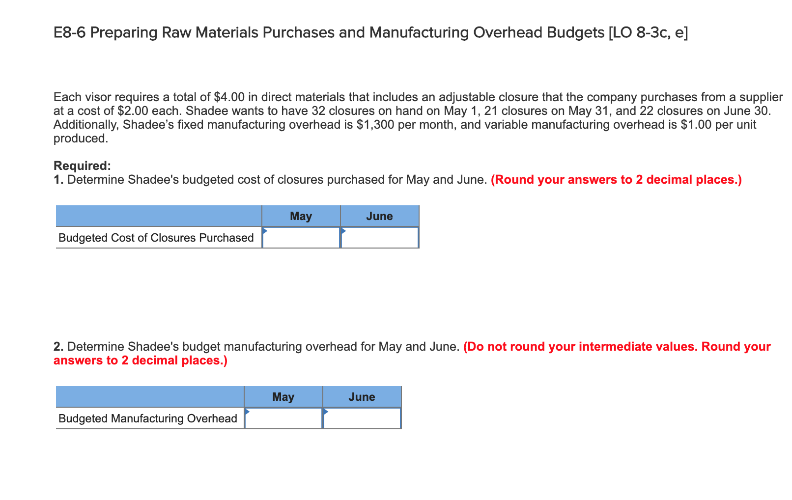 May and 450 in June. Each visor sells for $25. Shadee's beginning