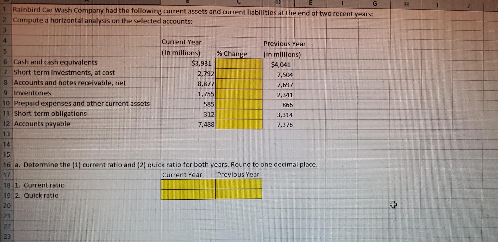 I need help with this spreadsheet H G 1 Rainbird Car