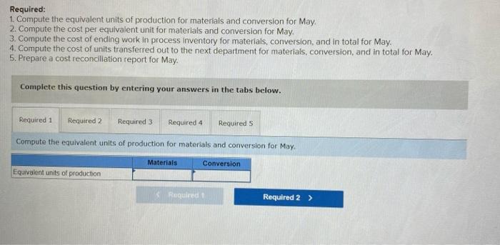 Products, incorporated, uses the weighted-average method in its process costing system. It