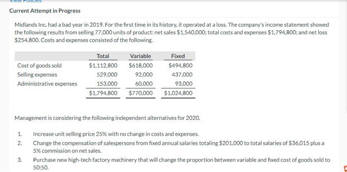  Current Attempt in Progress Midlands Inc. had a bad year in