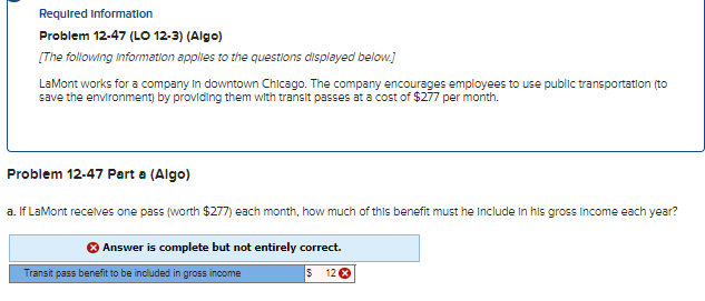 Please bold answer Required information Problem 12-47 (LO 12-3) (Algo) [The
