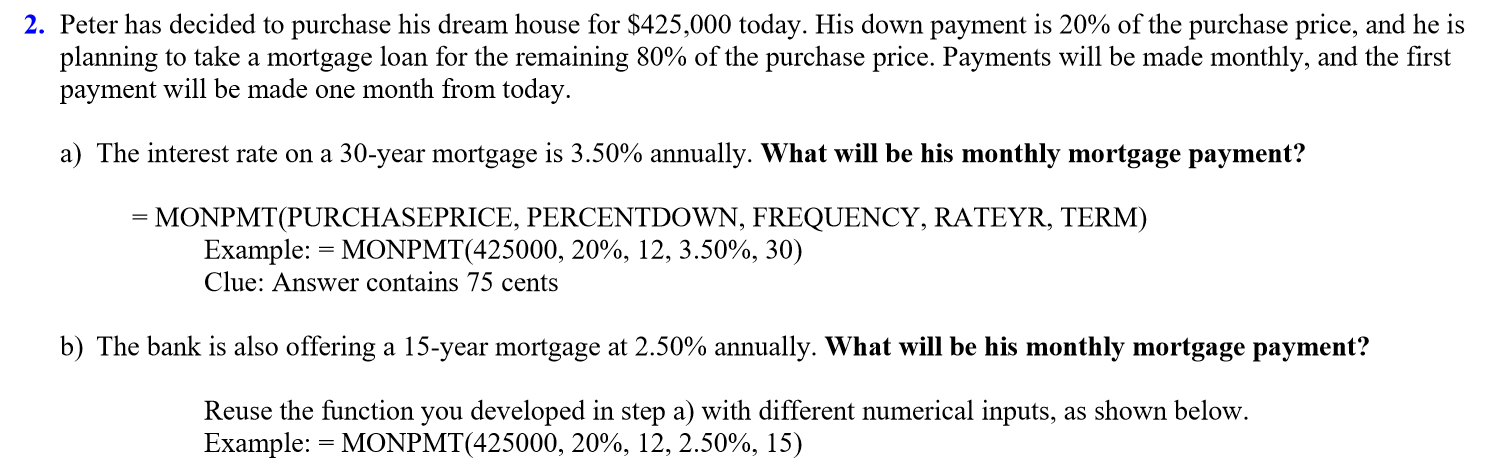 Excel Functions Step (2) Solve all these problems using VBA functions developed