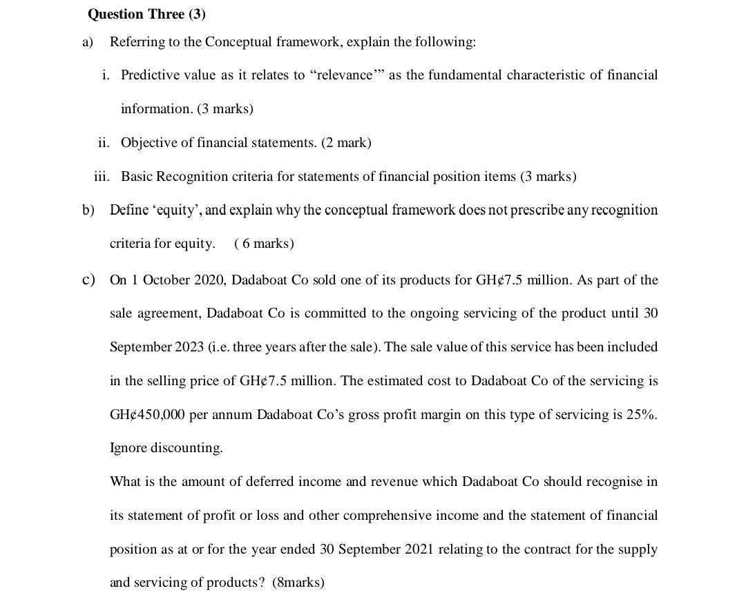  Question Three (3) a) Referring to the Conceptual framework, explain the