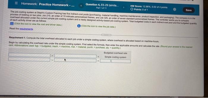  = Homework: Practice Homework Question 4, E5-29 (simila... Part 1 of