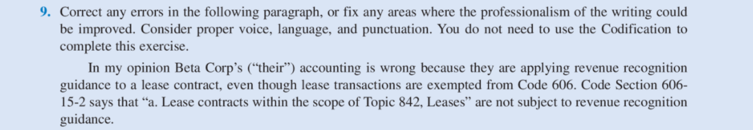 9. Correct any errors in the following paragraph, or fix any