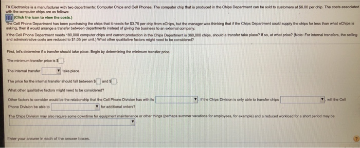 $8.00 per chip. The costs associated with the computer chips are as