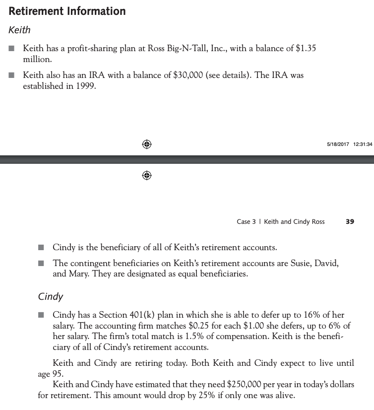 QUESTION: Assuming both Keith and Cindy plan to live to age 95,