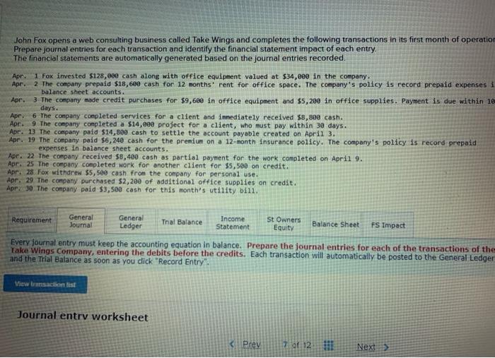  John Fox opens a web consulting business called Take Wings and