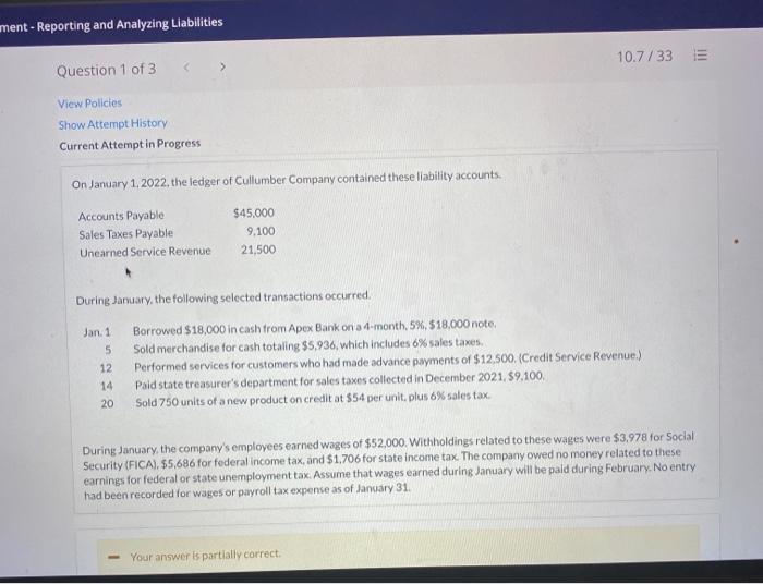  ment - Reporting and Analyzing Liabilities 10.7/33 > Question 1 of