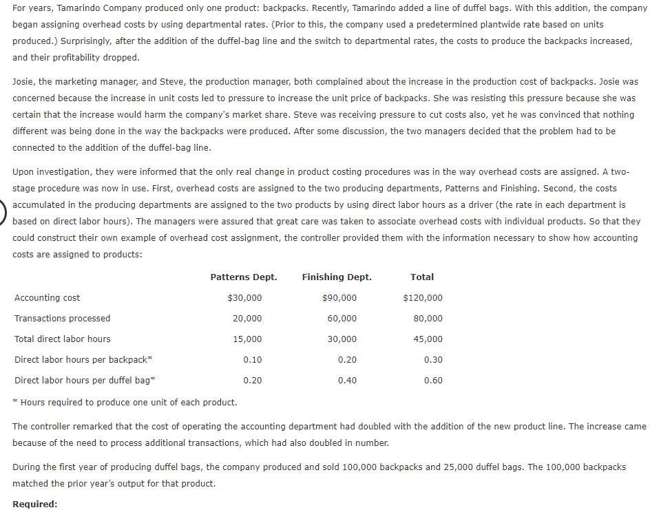 the company began assigning overhead costs by using departmental rates. (Prior to