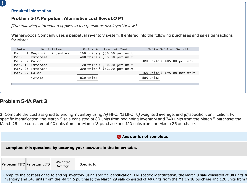  Required information Problem 5-1A Perpetual: Alternative cost flows LO P1 (The