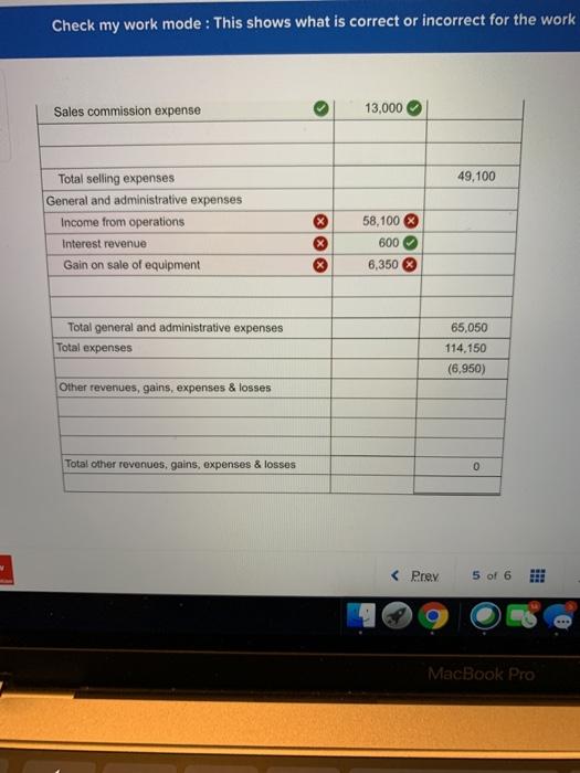 the work you have completed so far. It does not indicate com