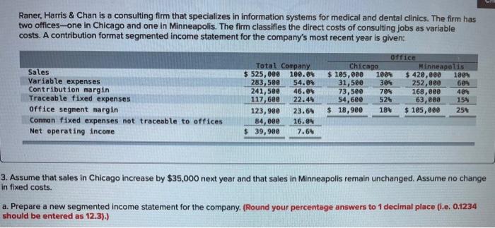 the direct costs of consulting jobs as variable costs. A contribution format