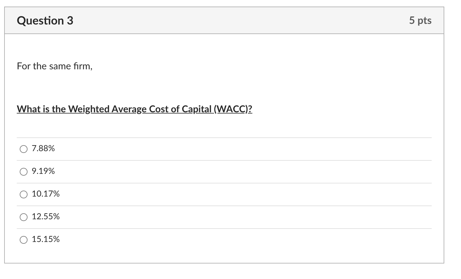 The beta of the firm's equity is 0.55 and the market risk