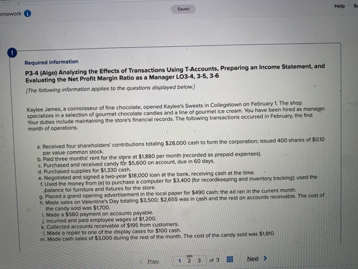  Help S Saved amework Required information P3-4 (Algo) Analyzing the Effects