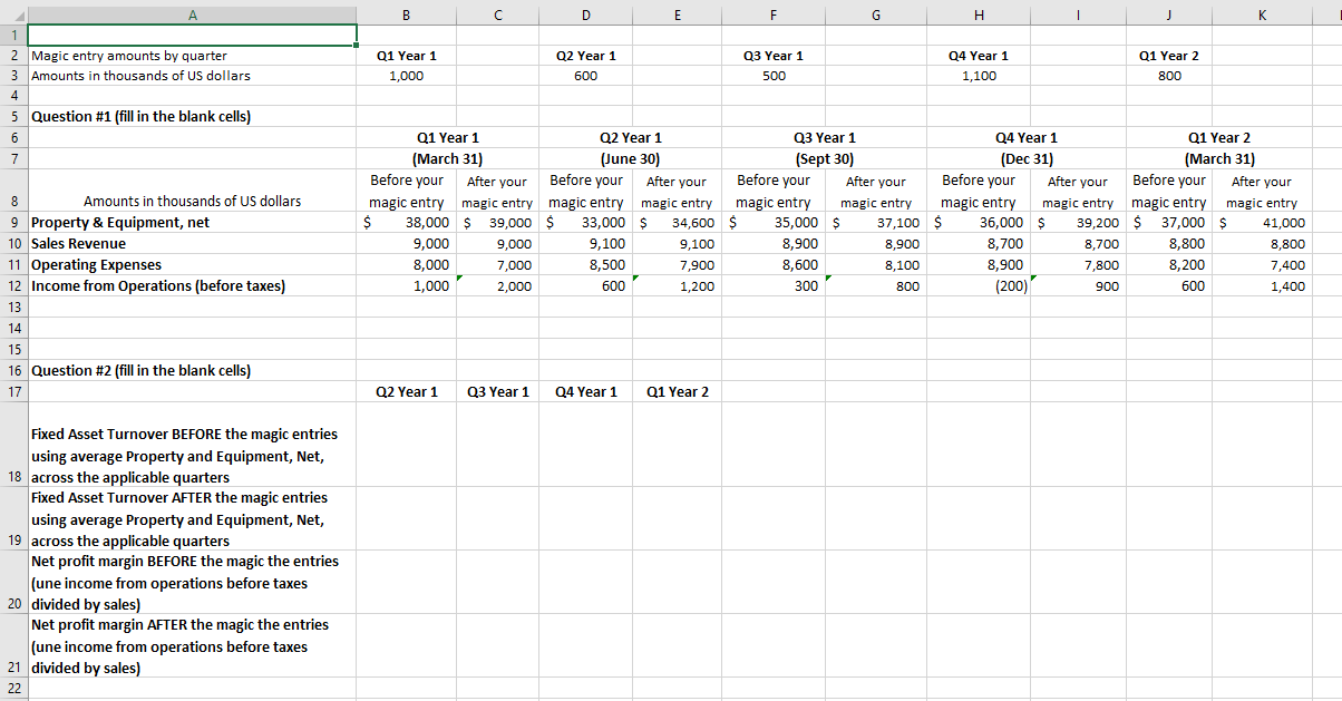 2.Complete the second table in the Excel document on D2L using both