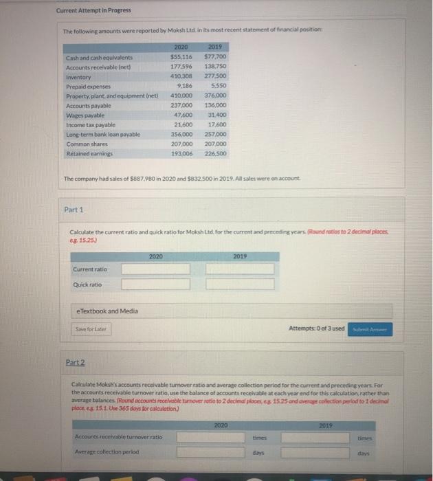  Current Attempt in Progress The following amounts were reported by Moksh