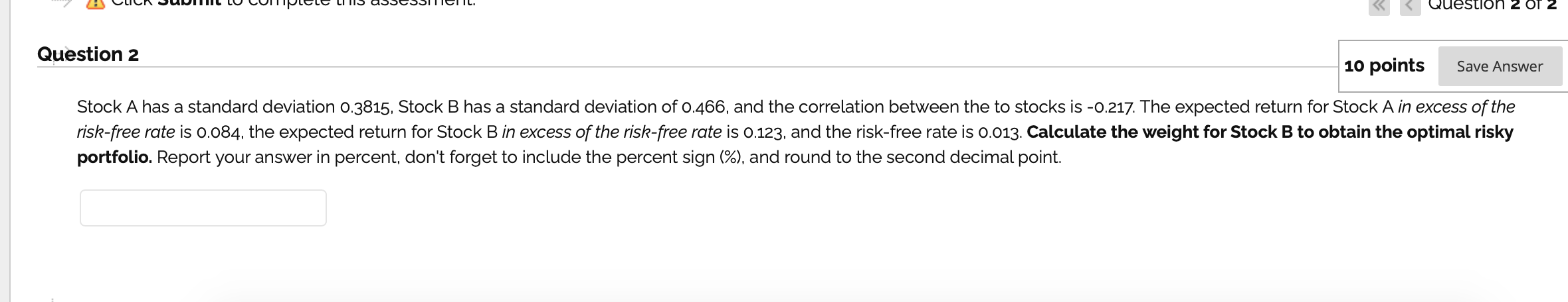  Question 2 OT 2 Question 2 10 points Save Answer Stock