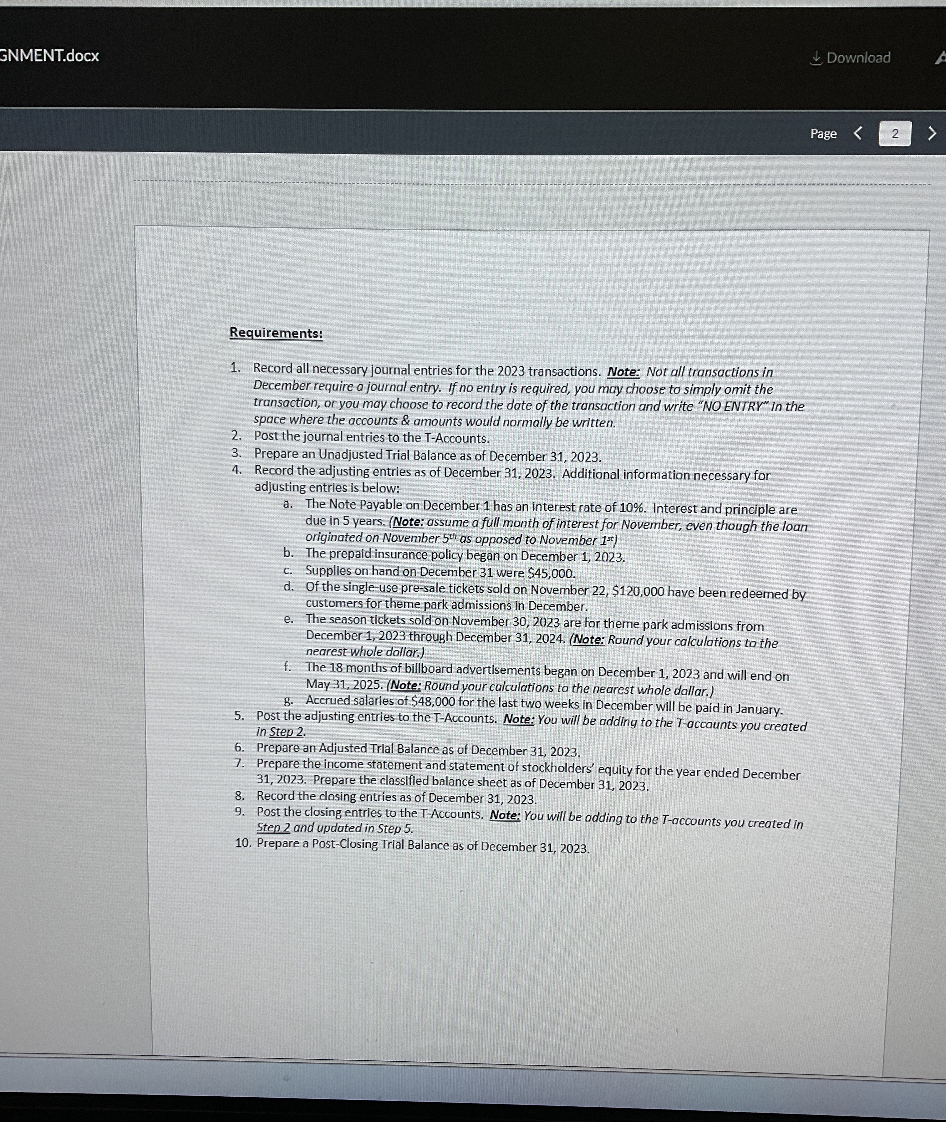  COMPREHENSIVE PROBLEM (Completing the Accounting Cycle - Chapters 1-3) Walley World