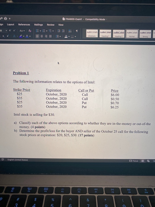  FIN4600-Exam - Compatibility Mode ign Layout References Mailings Review View 12