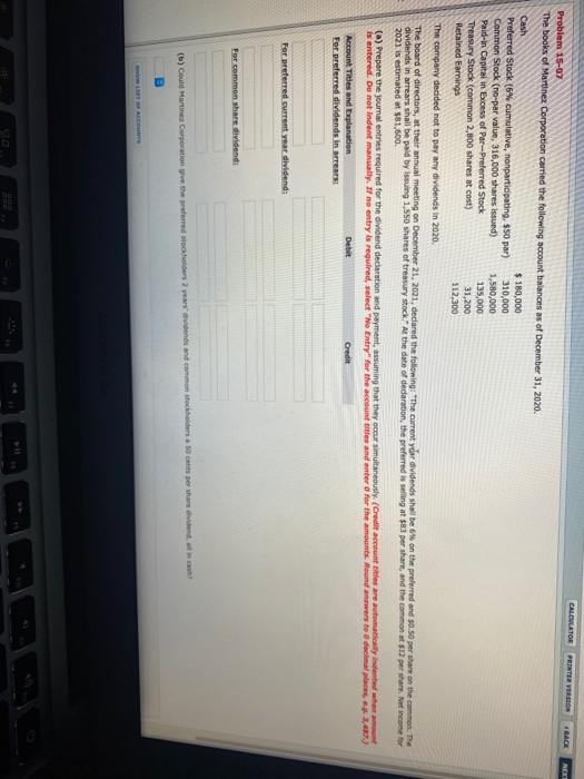  CALCULATOR PRINTER VERSION BACK NEXT Problem 15-07 The books of Martinez